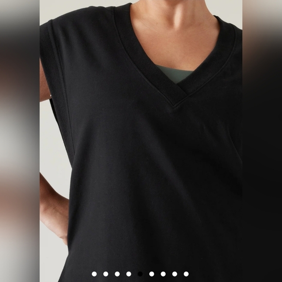 ATHLETA Retroterry V-Neck Sweatshirt Tee Sweater Vest Ivory In Black Size SP - Picture 3 of 15